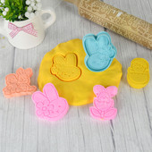 4 buc. Mucegai pentru tăietor de prăjituri de Paște, ouă de iepure de Paște, pentru biscuiți, pentru acasă, pentru petrecerea de Paște, pentru decorarea torturilor, instrument de copt DIY