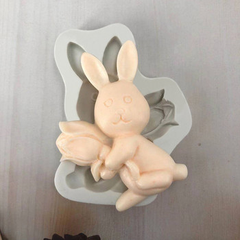 Нова 3D форма за великденски бисквитки Силиконова форма за бисквити Сладко зайче Заешко яйце Форма за великденско парти Шоколадов фондан Инструменти за печене на торта