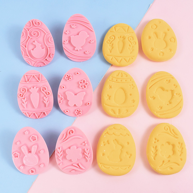 9 vnt / rinkinys Velykinių sausainių pjaustyklės formelės triušių kiaušinių uogienės sausainių reljefai antspaudų formelės Velykų vakarėliui tortų dekoravimui „pasidaryk pats“ kepimo įrankis