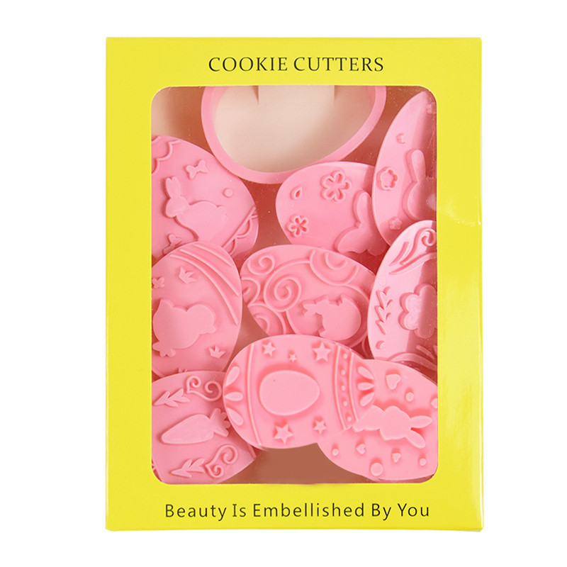 9 vnt / rinkinys Velykinių sausainių pjaustyklės formelės triušių kiaušinių uogienės sausainių reljefai antspaudų formelės Velykų vakarėliui tortų dekoravimui „pasidaryk pats“ kepimo įrankis