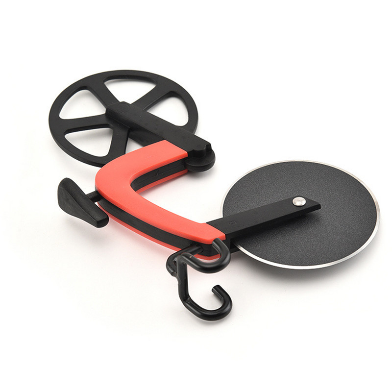 Roostevabast terasest plastist jalgrattarulli pitsa lõikuri viilutaja jalgratta pitsa lõikuri ratas köögi vidina pitsa lõikamise nuga viilutaja