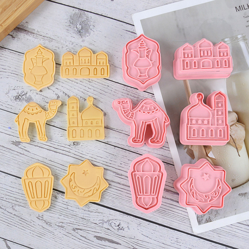 6/8 τμχ Σετ μπισκότων Eid Al-Fitr Mubarak Σετ μπισκότων Moon Star Mosque Camel Stamp DIY Εργαλεία ψησίματος για τούρτα Ραμαζάνι Καρίμ