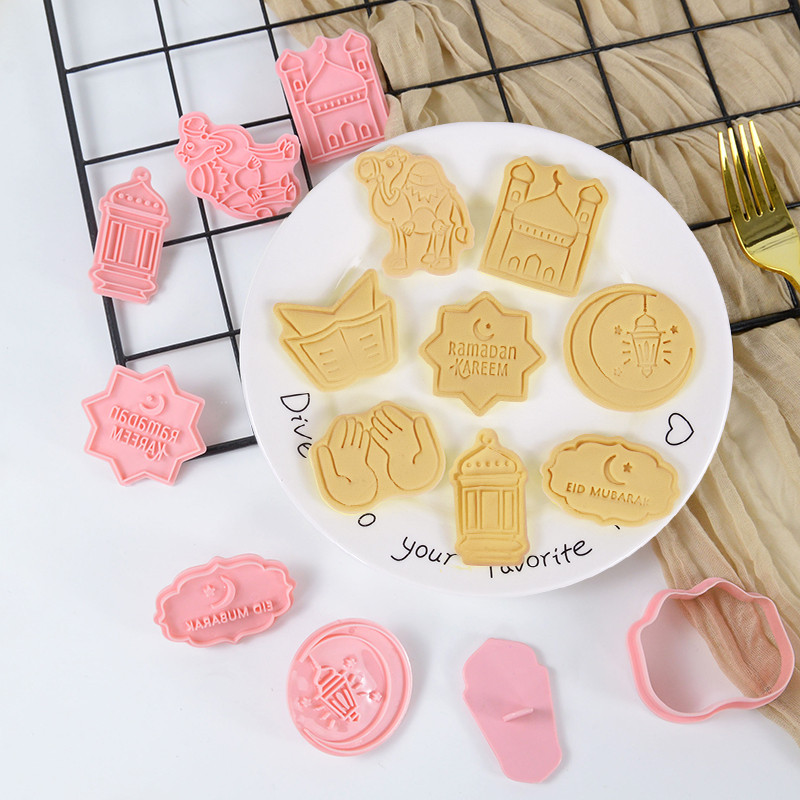 6/8 τμχ Σετ μπισκότων Eid Al-Fitr Mubarak Σετ μπισκότων Moon Star Mosque Camel Stamp DIY Εργαλεία ψησίματος για τούρτα Ραμαζάνι Καρίμ
