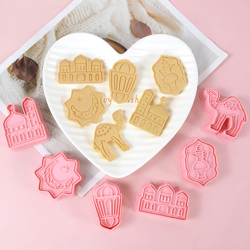 6/8 τμχ Σετ μπισκότων Eid Al-Fitr Mubarak Σετ μπισκότων Moon Star Mosque Camel Stamp DIY Εργαλεία ψησίματος για τούρτα Ραμαζάνι Καρίμ