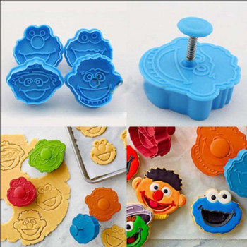 Деца Muppet Cookie Cutter Plunger Biscuit Cake Fondant Elmo Ernie Monster Cakes Инструменти за декориране на сладкиши Кухненска форма