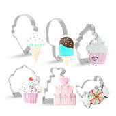 6 tk / komplekt roostevabast terasest jäätise kommi kujuga küpsise lõikuri vorm DIY fondant biskviitvormi koogi kaunistamine saiakeste küpsetustööriistad