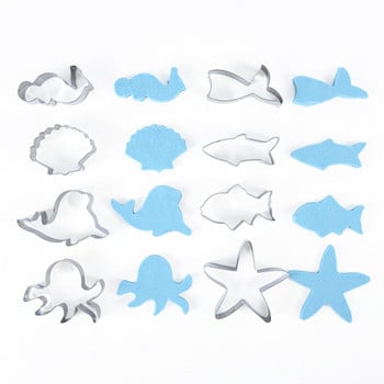 Under The Sea Creatures Cookie Cutter 8 τεμαχίων από ανοξείδωτο ατσάλι Κόφτες καλούπια κοπής για την κατασκευή ουράς γοργόνας ιππόκαμπος αστερίας