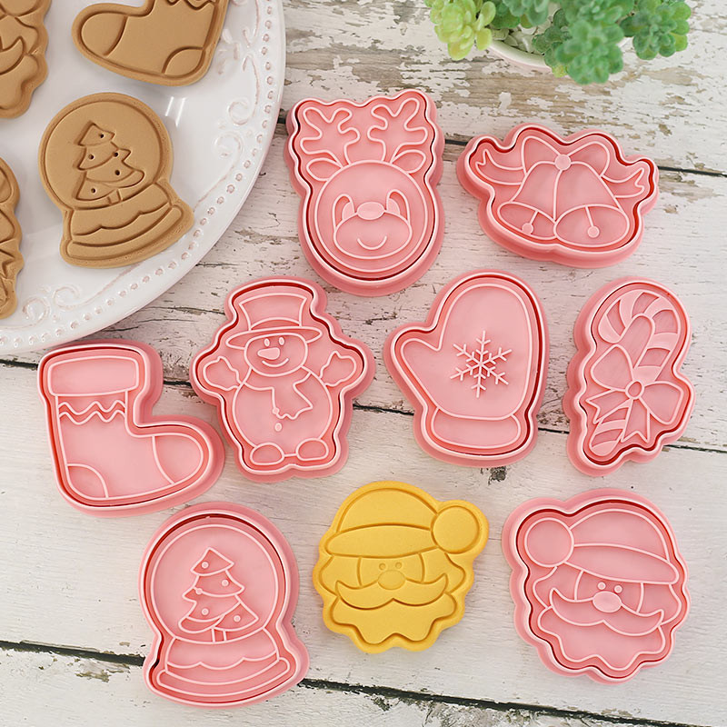 8 bucăți/set bricolaj forme de biscuiți cu desene animate tăietoare de prăjituri de Crăciun forme de copt din plastic ABS, unelte pentru prăjituri, instrumente pentru decorarea prăjiturii