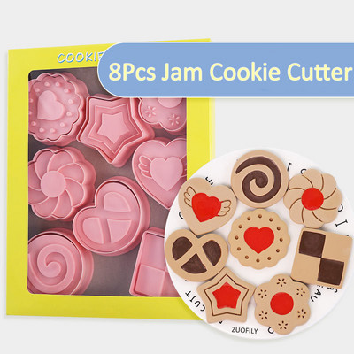 8 vnt./komplektas sumuštinių uogienės sausainių pjaustytuvas 3D retro šokolado padažas sausainių formavimas pelėsiai Fondant reljefiniai antspaudai Tortų dekoravimo įrankiai