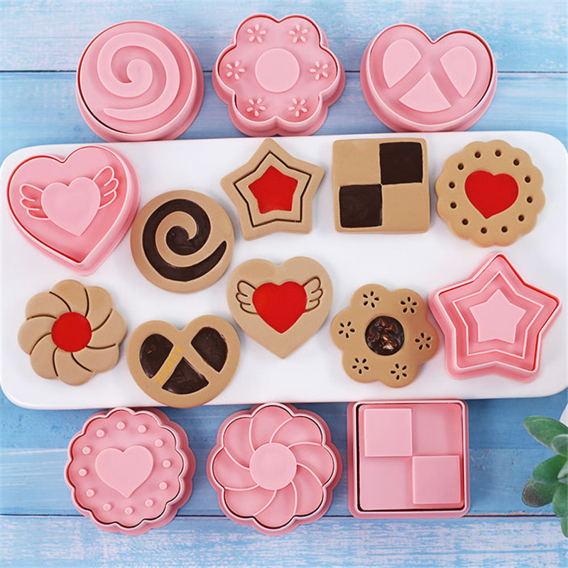 8 vnt./komplektas sumuštinių uogienės sausainių pjaustytuvas 3D retro šokolado padažas sausainių formavimas pelėsiai Fondant reljefiniai antspaudai Tortų dekoravimo įrankiai