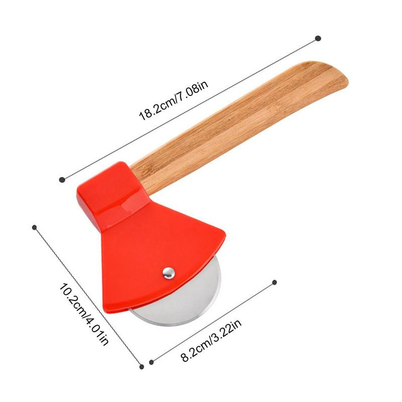 Axe alakú pizzaszeletelő éles, rozsdamentes acél, csúszásmentes mosogatógépben mosható, fogantyús vágógép konyhai sütőeszközök