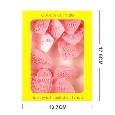 10 ΤΕΜ. Love Letter Fondant Embosser Stamp Φιόγκος φόρμα μπισκότων σε σχήμα καρδιάς με κόφτη Διακοσμήσεις τούρτας για πάρτι γάμου
