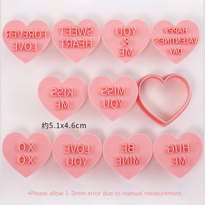 10 ΤΕΜ. Love Letter Fondant Embosser Stamp Φιόγκος φόρμα μπισκότων σε σχήμα καρδιάς με κόφτη Διακοσμήσεις τούρτας για πάρτι γάμου