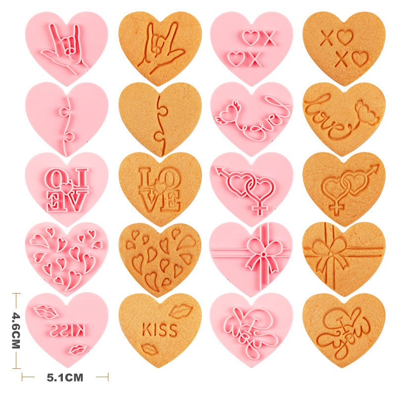 10 ΤΕΜ. Love Letter Fondant Embosser Stamp Φιόγκος φόρμα μπισκότων σε σχήμα καρδιάς με κόφτη Διακοσμήσεις τούρτας για πάρτι γάμου