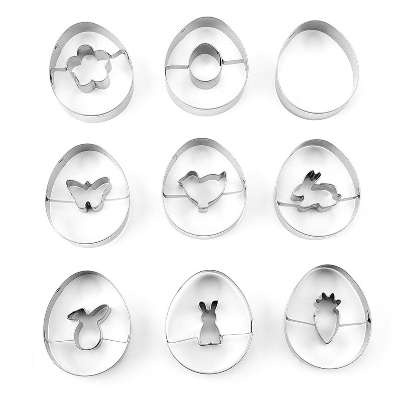 6/9 buc. Set de tăieturi de prăjituri pentru gem de Paște, din oțel inoxidabil pentru biscuiți, unelte de decorare pentru fondant pentru prăjituri, pentru biscuiți, pentru desert, pentru copt