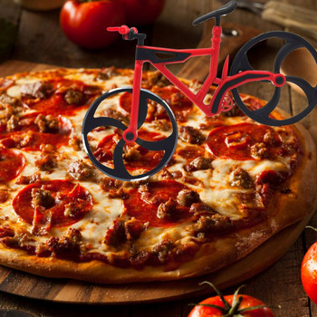 Велосипед от неръждаема стомана Резачка за пица Незалепващ велосипед Резачка за пица Подарък Иновативен кухненски инструмент