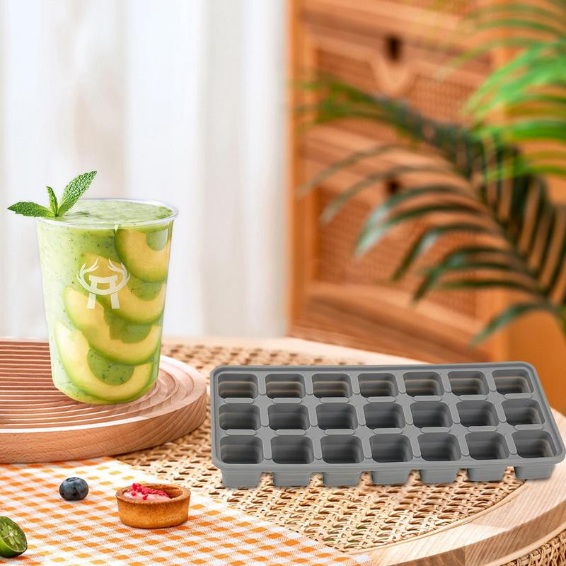 Tavă de gheață Cuburi de gheață din silicon pentru hochei pe gheață Cutie de gheață pentru înghețată cu capac 21 de grile Producător de gheață Formă pentru cuburi de gheață Formă din silicon pentru frigider