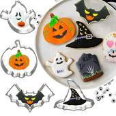 7 τμχ/παρτίδα Σετ κουπ πατ για μπισκότα Διακόσμηση τούρτας DIY Φοντάν Κόφτες Εργαλείο Απόκριες Νυχτερίδα Φάντασμα Κολοκύθα Ghost Spider Mold Σετ ψησίματος κουζίνας