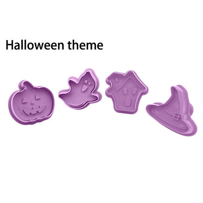 4 tk / komplekt DIY multifilmi küpsisevormi küpsise lõikur 3D multifilmi küpsise tempel ABS plastist küpsetusvormi küpsise kaunistamise tööriistad