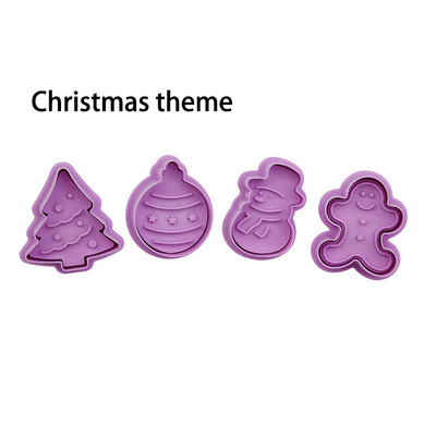 4 tk / komplekt DIY multifilmi küpsisevormi küpsise lõikur 3D multifilmi küpsise tempel ABS plastist küpsetusvormi küpsise kaunistamise tööriistad