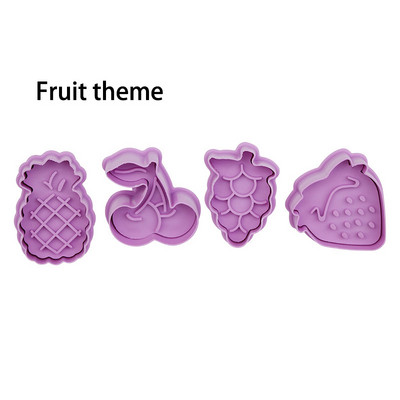 4 tk / komplekt DIY multifilmi küpsisevormi küpsise lõikur 3D multifilmi küpsise tempel ABS plastist küpsetusvormi küpsise kaunistamise tööriistad