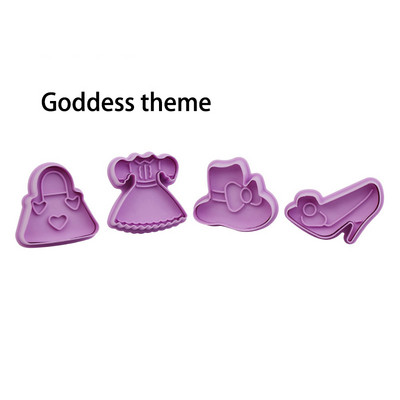 4 tk / komplekt DIY multifilmi küpsisevormi küpsise lõikur 3D multifilmi küpsise tempel ABS plastist küpsetusvormi küpsise kaunistamise tööriistad