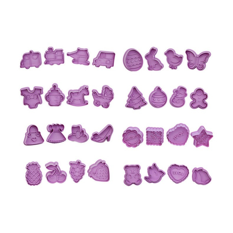 4 tk / komplekt DIY multifilmi küpsisevormi küpsise lõikur 3D multifilmi küpsise tempel ABS plastist küpsetusvormi küpsise kaunistamise tööriistad