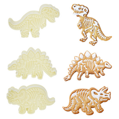 3 tk/komplekt dinosauruse küpsiselõikur 3D magustoit fondant kook reljeefvormiga magustoit küpsetusplastist meisterdamise sünnipäevakoogi tarvikud