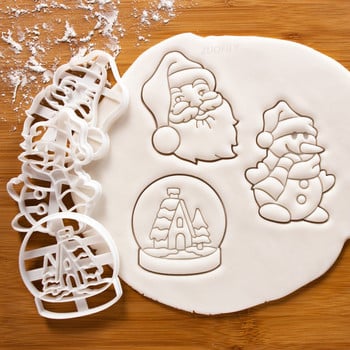Калъп за коледни бисквитки Карикатура 3D Дядо Коледа Елк Комин Камина Фондан Печат Инструменти за декориране на торти Консумативи за печене