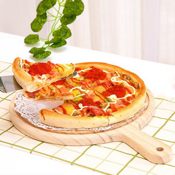 Дървена дъска за пица, кръгла с ръчна тава за печене на пица, дъска за рязане с камък за пица, чиния, инструменти за печене на торта за пица