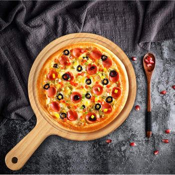 Ξύλινη σανίδα πίτσας Στρογγυλή με Ταψί Πίτσας Χειροποίητη Πιάτσα Πιάτσα Πέτρινης Πίτσας Εργαλεία ψησίματος για πίτσα