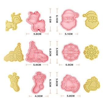 6 бр. Инструменти за торта Дядо Коледа Комплект резачки за бисквитки Коледни резачки Печат за бисквити Форма за фондан Форма за печене Sugarcraft