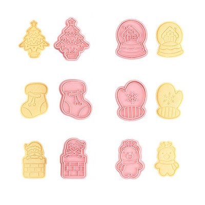 6 τμχ Εργαλεία για κέικ Άγιος Βασίλης Σετ κόφτη για μπισκότα Χριστουγεννιάτικες κόφτες Σφραγίδα μπισκότων Φόρμα φοντάν Ψήσιμο Καλούπι Sugarcraft