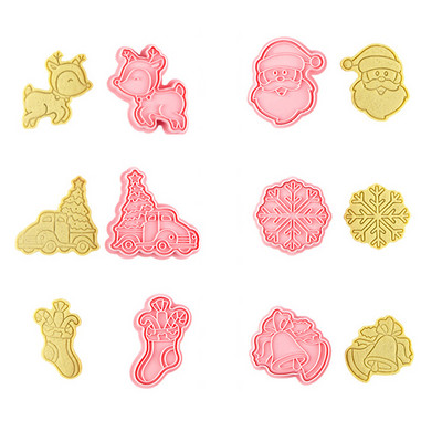 6 τμχ Εργαλεία για κέικ Άγιος Βασίλης Σετ κόφτη για μπισκότα Χριστουγεννιάτικες κόφτες Σφραγίδα μπισκότων Φόρμα φοντάν Ψήσιμο Καλούπι Sugarcraft