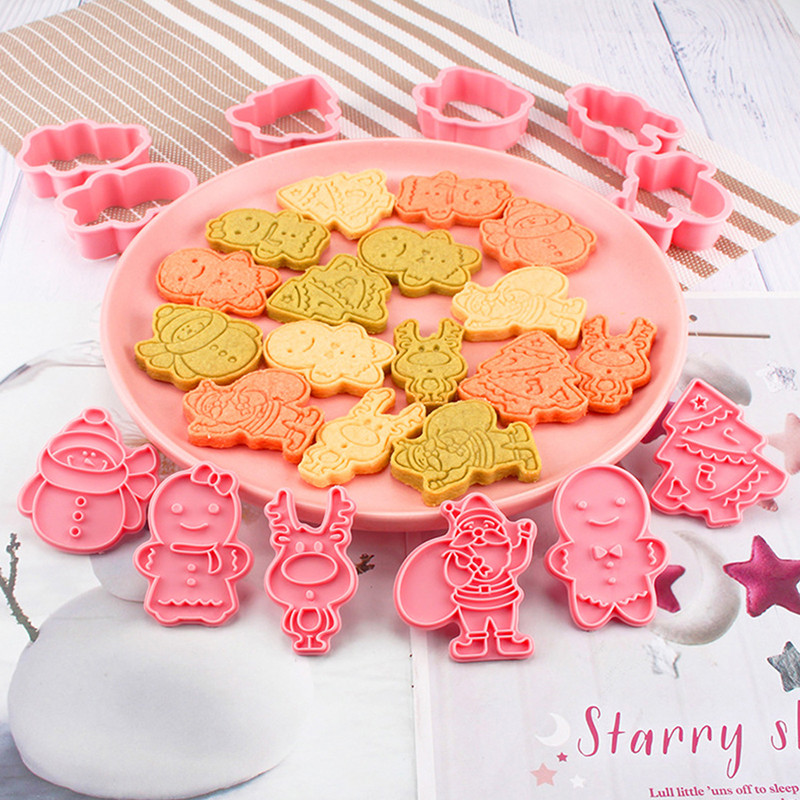 6 τμχ Εργαλεία για κέικ Άγιος Βασίλης Σετ κόφτη για μπισκότα Χριστουγεννιάτικες κόφτες Σφραγίδα μπισκότων Φόρμα φοντάν Ψήσιμο Καλούπι Sugarcraft