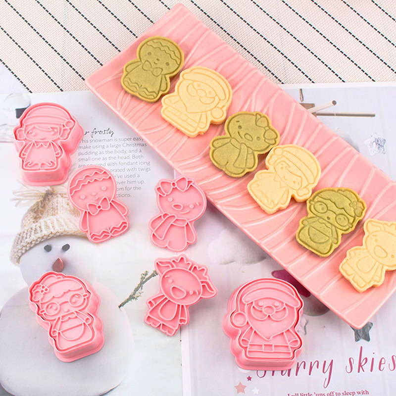 6 τμχ Εργαλεία για κέικ Άγιος Βασίλης Σετ κόφτη για μπισκότα Χριστουγεννιάτικες κόφτες Σφραγίδα μπισκότων Φόρμα φοντάν Ψήσιμο Καλούπι Sugarcraft