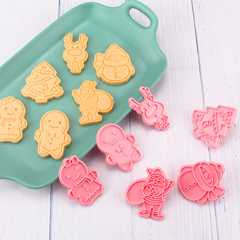 6 τμχ Εργαλεία για κέικ Άγιος Βασίλης Σετ κόφτη για μπισκότα Χριστουγεννιάτικες κόφτες Σφραγίδα μπισκότων Φόρμα φοντάν Ψήσιμο Καλούπι Sugarcraft