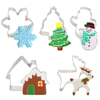5 tk/komplekt jõuluküpsiste lõikur piparkoogid jõulupuu vormi lumehelves põdra küpsise vorm DIY küpsetus koogi kaunistus Navidad kingitus