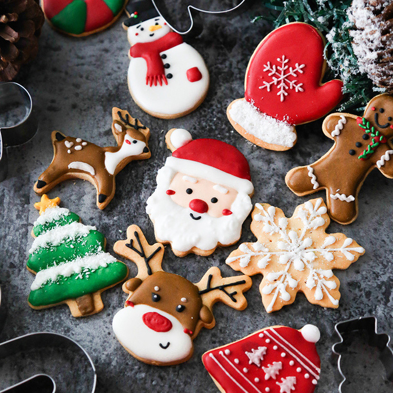 5 τμχ/σετ Χριστουγεννιάτικο μπισκότο κόφτης μελόψωμο Χριστουγεννιάτικο φόρμα νιφάδας χιονιού φόρμα μπισκότων άλκες DIY Διακόσμηση κέικ ψησίματος Navidad Δώρο