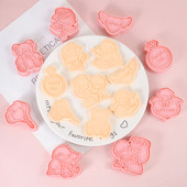 8 tk / komplekt Love Heart Valentinipäeva kingitus Roos DIY Couple Cartoon küpsiste vorm küpsise lõikur 3D küpsise vorm plastist küpsetusvorm