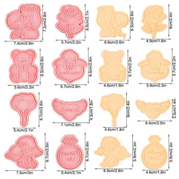 8 бр./компл. Любовно сърце Подарък за Свети Валентин Роза Направи си сам Двойка Анимационна форма за бисквити Форма за бисквити 3D Форма за бисквити Пластмасова форма за печене