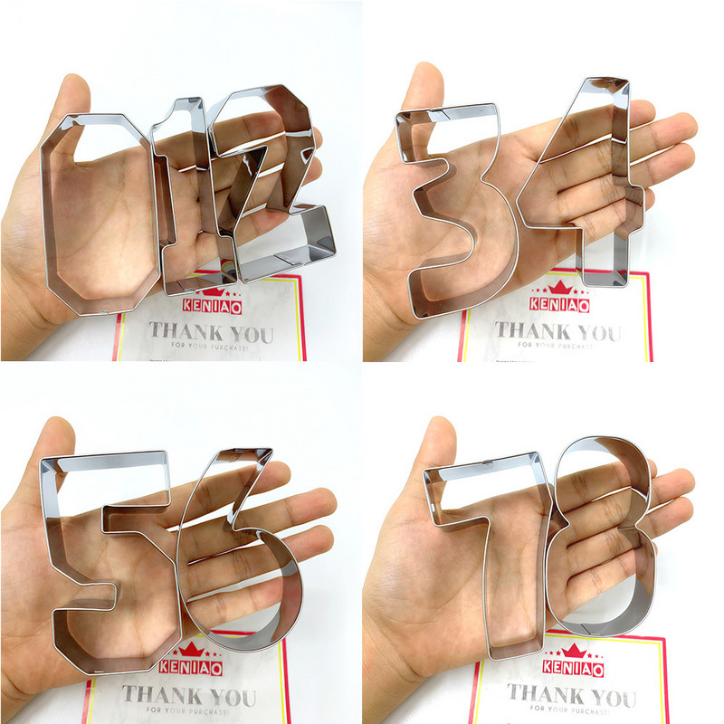 KENIAO 9 db számos sütivágó készlet gyerekeknek keksz fondant tészta kenyér szendvicsformák rozsdamentes acél nagy méretű sütiforma