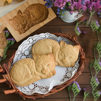 Дървена форма за бисквитки 3D форма за печене с релефно щамповане на торта Дървени форми за джинджифилови бисквитки Преса за бисквитки Приспособления за пекарни