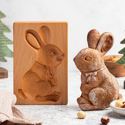 Puidust küpsisevormi lõikur 3D kooki reljeefne küpsetusvorm Puidust piparkoogivormid presslõikur pagarividinad