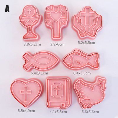 8tk Püha õhtusöömaaeg multifilm küpsisevormi rist rahu tuvi armastus kala Püha Graali muster küpsiselõikur hallitusseened fondant koogi küpsetamise tööriist