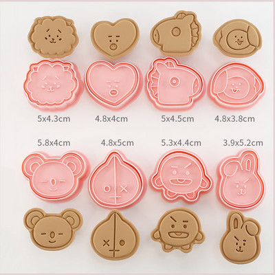 8 tk/komplekt Armsad küpsiselõikurid Plastikust 3D multifilm Vajutatav küpsisevorm Küpsisetempel Köök Küpsetamine Kondiitritooted Küpsetusnõud Tööriistad