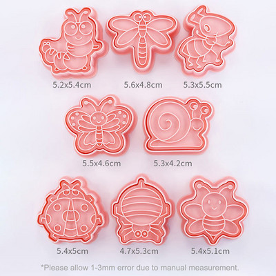 8 τμχ Τρισδιάστατοι κόφτες για μπισκότα δάσους με στάμπες έμβολου Giraffe Lion Panda Monkey Koala Biscuit Fondant Cookie Embosser Cutter