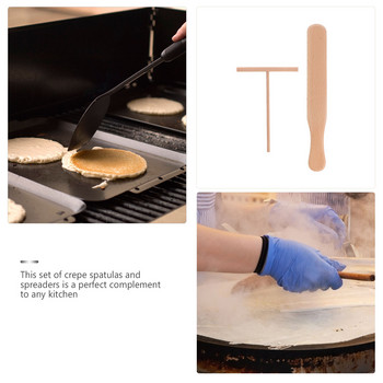 4 τμχ Σετ μαχαιροπήρουνων για κρεπ Σπάτουλα Εργαλείο απλώσεως τηγανιτών Πρωινό Πιτσαράς Ψητοπωλείο Εργαλεία παρασκευής τσουγκράνας κρεπ