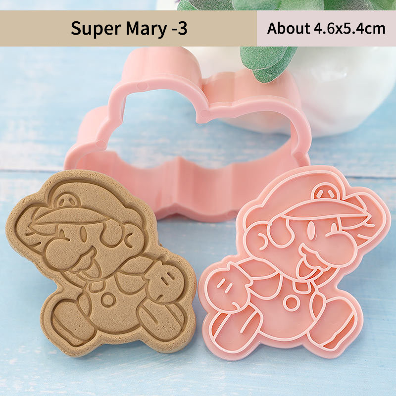 Formă de coacere Super Mary tăietor de prăjituri de desene animate instalator biscuiți ștanțat plastic DIY instrument de decorare a patiseriei accesorii pentru coacere