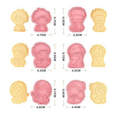 6 bucăți Anime Jujutsu Kaisen Set de tăietor de prăjituri Unelte 3D de presare pentru biscuiți pentru biscuiți Unelte pentru copt Bucătărie Crăciun Cadou de Halloween